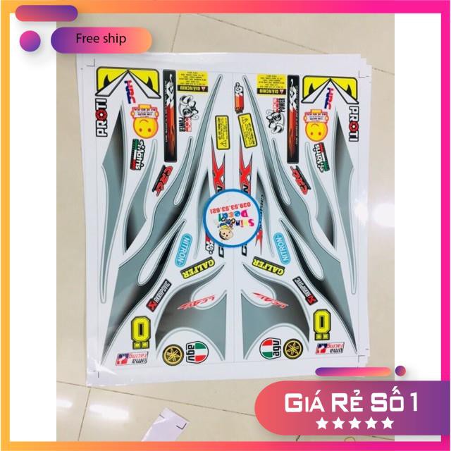 ( Quí khách vui lòng mang ra tiệm cho thợ dán ) Tem Exciter 2010 lửa xanh