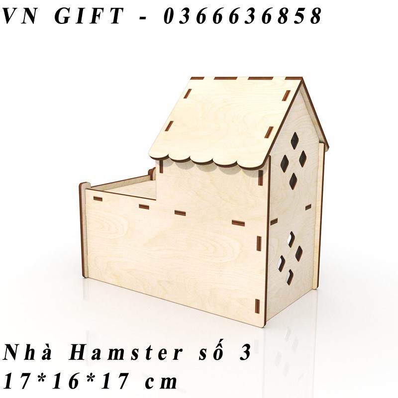 [Phụ kiện hamster ] Nhà chòi cho hamster KT 16*16*16 cm gỗ bạch dương 3mm