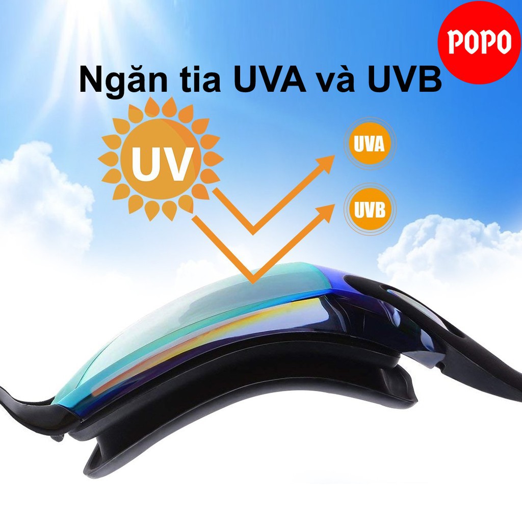 Kính bơi người lớn cho nam nữ cản tia UV chính hãng POPO 1938, hạn chế sương mờ, mắt kiếng thi đấu chuyên nghiệp