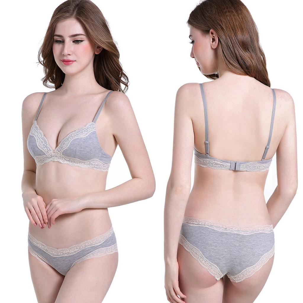 [KHUYẾN MÃI 3 NGÀY] BỘ ĐỒ LÓT COTTON KHÔNG GỌNG ĐỆM VIỀN REN NỮ TÍNH | BigBuy360 - bigbuy360.vn