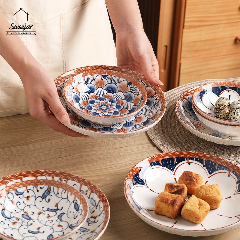 Đĩa Sứ Tròn 6inch/8inch Phong Cách Nhật Bản Độc Đáo Chất Lượng Cao