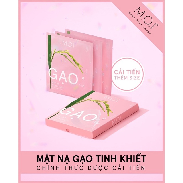 [CHÍNH HÃNG] Mặt Nạ GẠO Tinh Khiết MOI Hồ Ngọc Hà Trắng Da Thải Độc Dưỡng Ẩm [Set 3 Miếng]