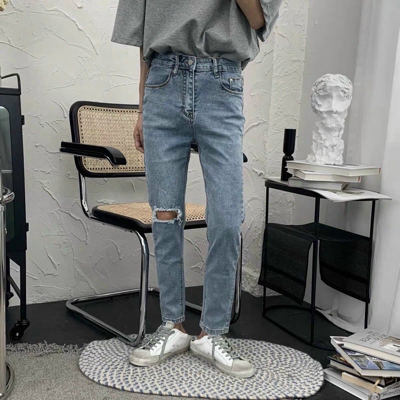 QUẦN JEANS SKINNY CO DÃN RÁCH GỐI (hình chụp thật)