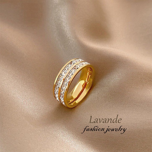 Nhẫn Thép Titan Đính Đá zircon Tinh Tế Phong Cách Hàn Quốc ussr