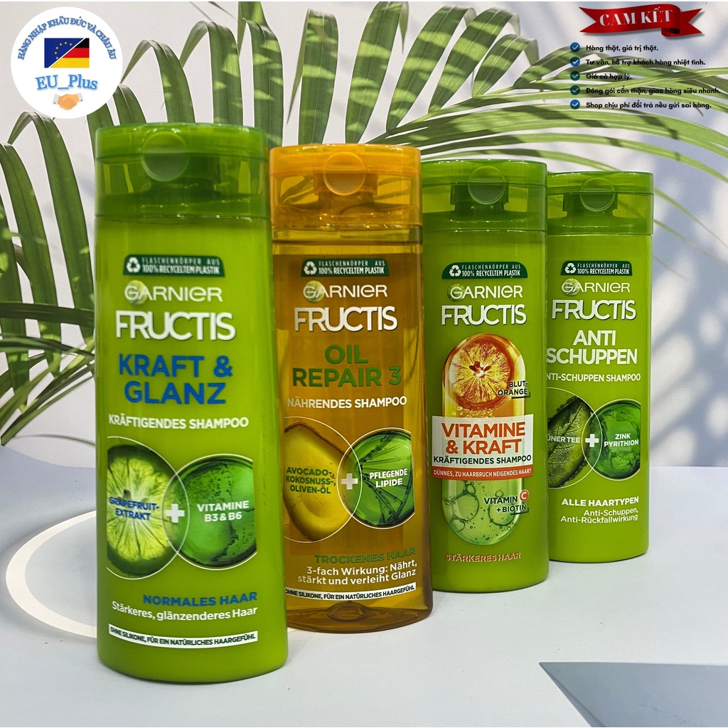 Dầu gội Garnier Fructis cho tóc dầu/ tóc thường/ chống gàu / tóc khô - Đức 250ml