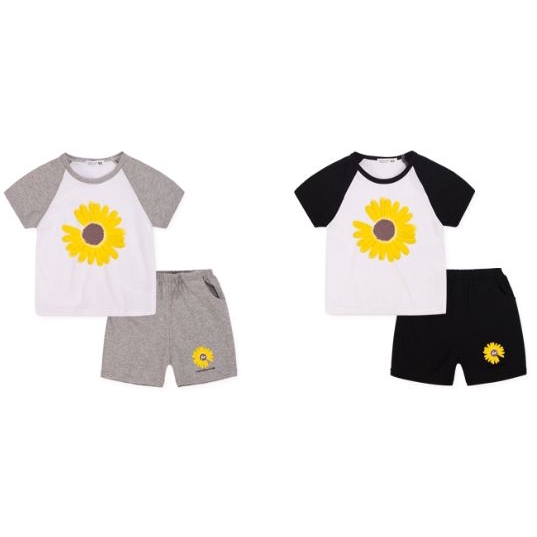 Set Áo Thun Tay Ngắn 100% Cotton 6 Màu &amp; Quần Dài Cho Bé