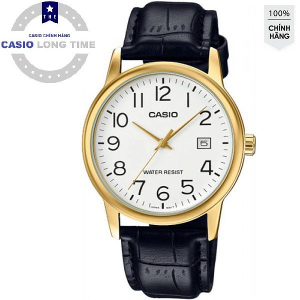 HOT Đồng Hồ Nam Casio MTP-V002GL-7B2UDF Chính hãng Dây Da Đen - Mặt Số Màu Trắng Chinh Hãng