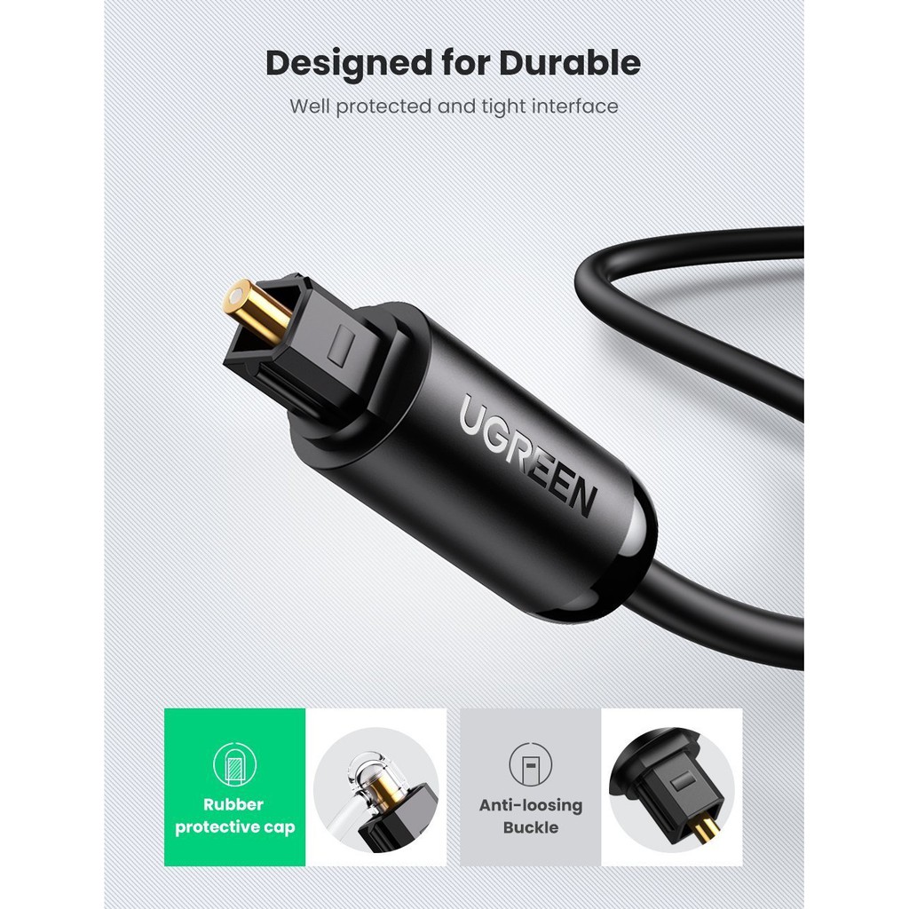 Cáp Audio Quang (Toslink, Optical) - Hỗ trợ âm thanh 5.1/ 7.1 - Thương Hiệu Ugreen - Mã 70890, 70891, 70892, 70893