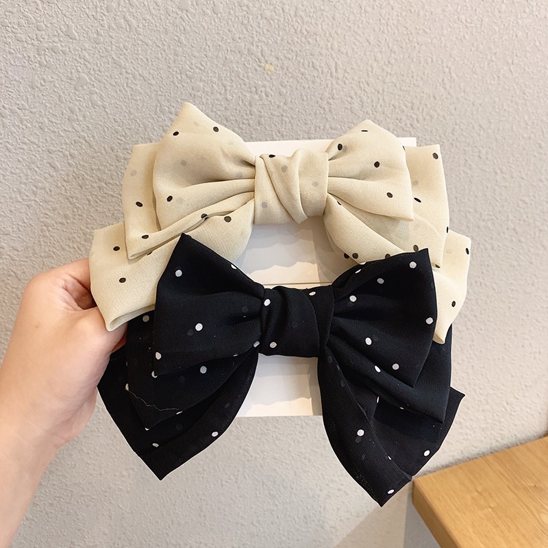 Kẹp tóc hình nơ vải chiffon họa tiết xinh xắn ngọt ngào cho nữ