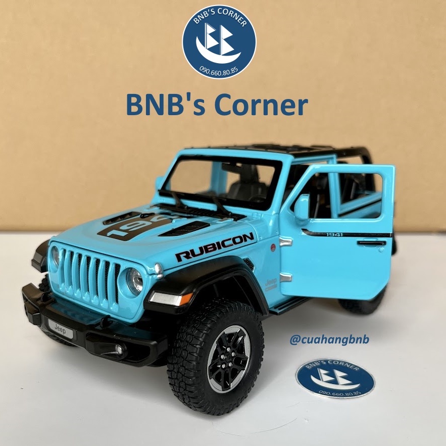 Mô hình xe Suv 1:24 Jeep Wrangler mui trần