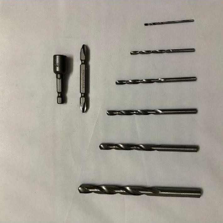 Combo bộ 6 Mũi Khoan Và Đầu Tô Vít Và Tuýp 8 Vặn Ốc Mái Tôn Tổng 8 món