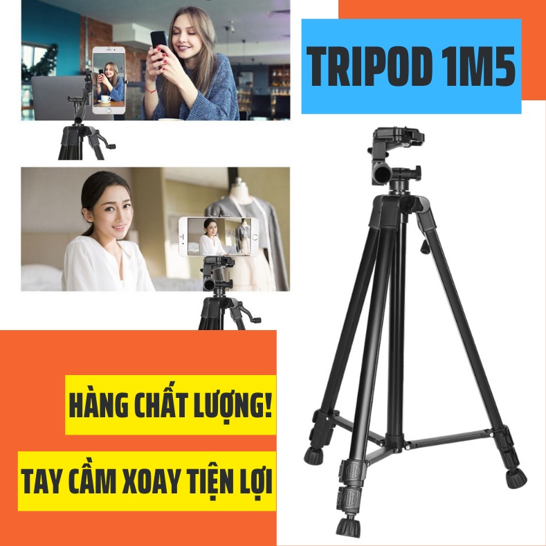 Giá đỡ điện thoại Tripod - kèm kẹp điện thoại 3 chân - quay tiktok ,quay video, chụp ảnh từ xa