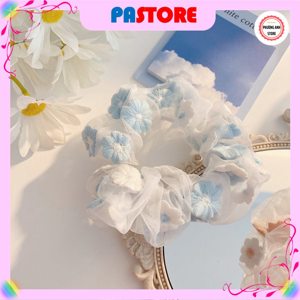 Cột Tóc Vải Scrunchies Họa Tiết Caro Vintage Hàn Quốc Dễ Thương Dành Cho Nữ PASTORE