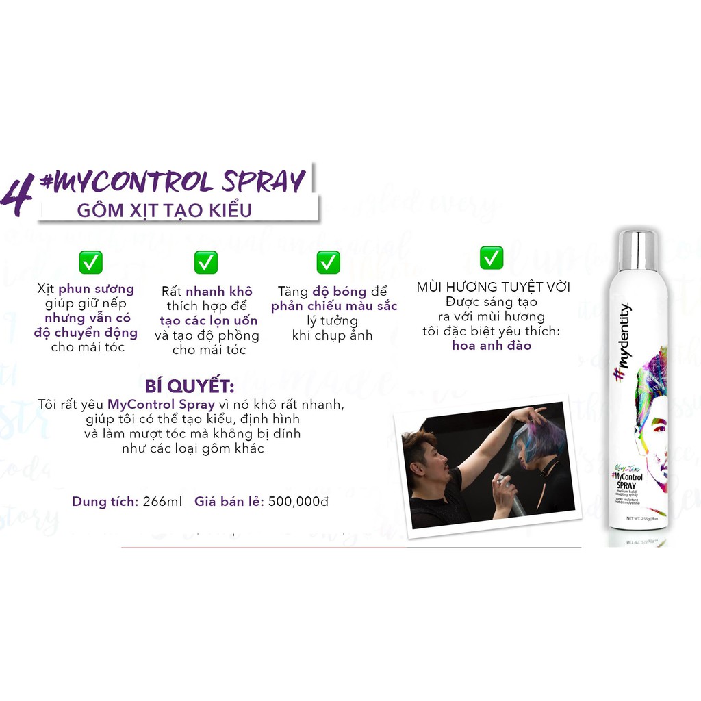 Gôm xịt tạo kiểu tóc MYCONTROL MyDentity 266ml