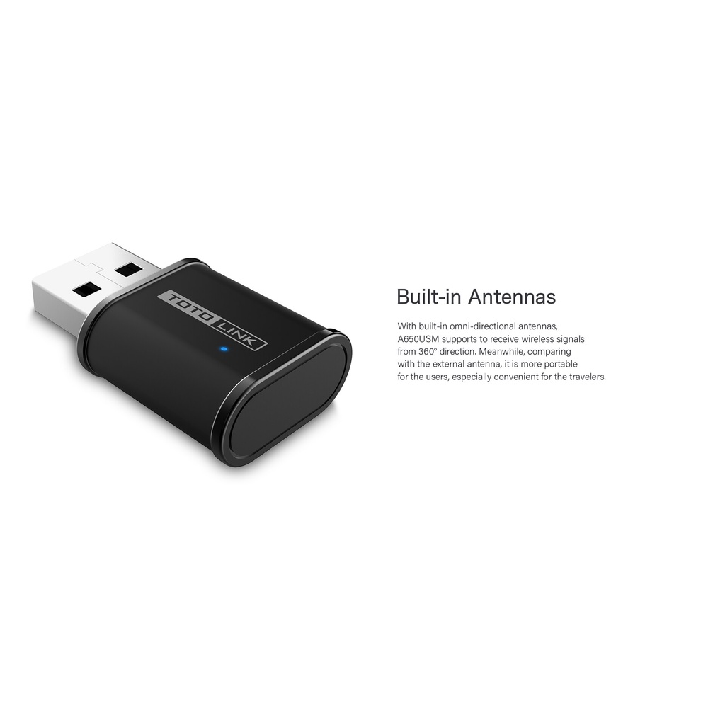 USB Wi-Fi băng tần kép AC650 chính hãng bh 24 tháng