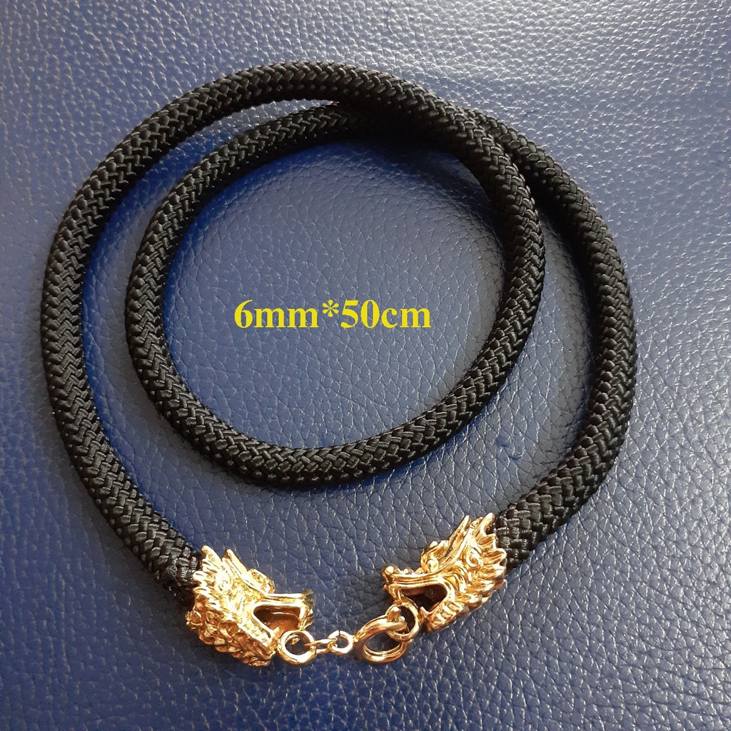 Dây chuyền nam dù thái 6mm bọc 2 đầu rồng mạ vàng thể hiện phong độ, đẳng cấp mạnh mẽ