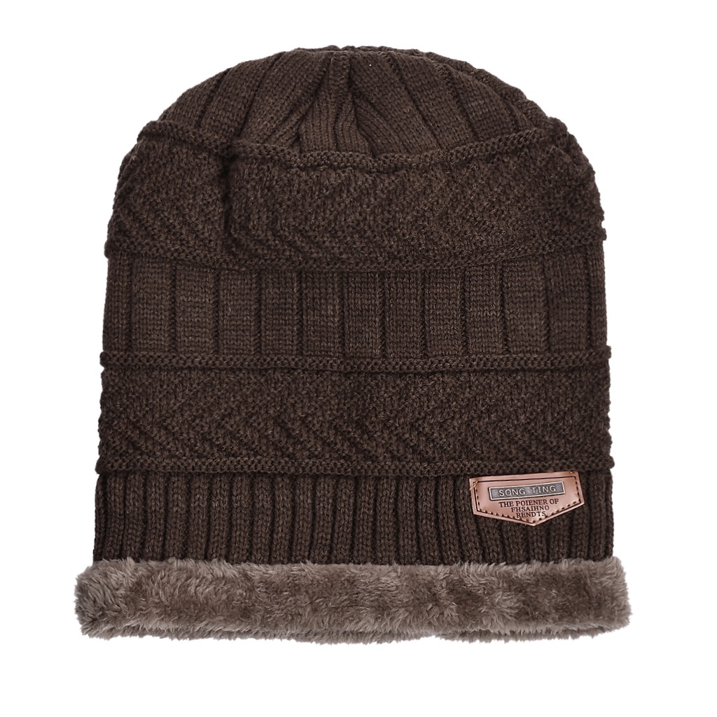 Mũ Beanie Kiêm Khăn Choàng Cổ Dệt Kim Giữ Ấm Mùa Đông Cho Nam Nữ