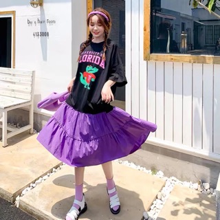 (Order 5-10days) Đầm oversize hoạ tiết phối tím - 2020