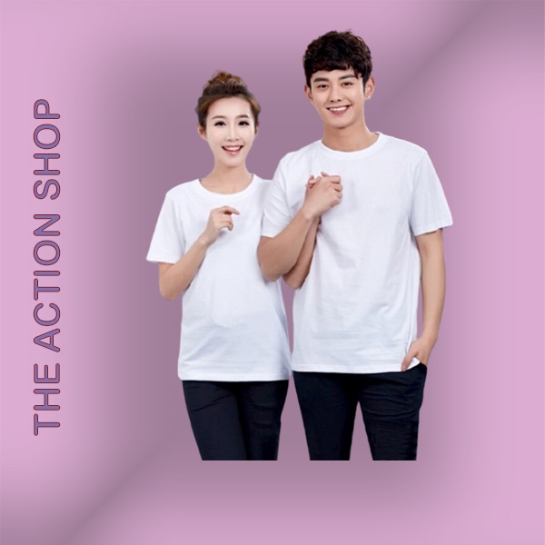 Áo thun trơn màu trắng phông unisex nam nữ tay ngắn cổ tròn thun cotton 4 chiều, mềm mịn ATAT Bin Action