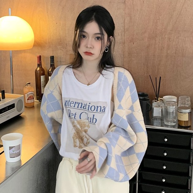 Áo khoác cardigan ngắn dệt kim tay dài đính đá phong cách Hàn Quốc cho nữ | WebRaoVat - webraovat.net.vn