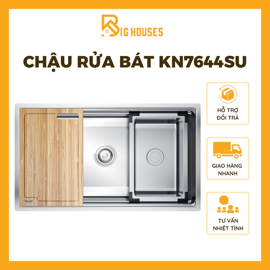 {HÀNG CHÍNH HÃNG CAO CẤP}  Chậu rửa bát 1 hố Konox KN7644SU CÓ THỢ LẮP ĐẶT