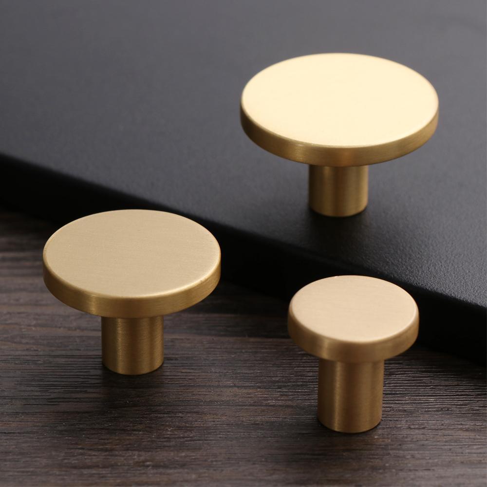 Núm Kéo Tủ Đa Năng Bằng Đồng Thau Hình Tròn / Lõm