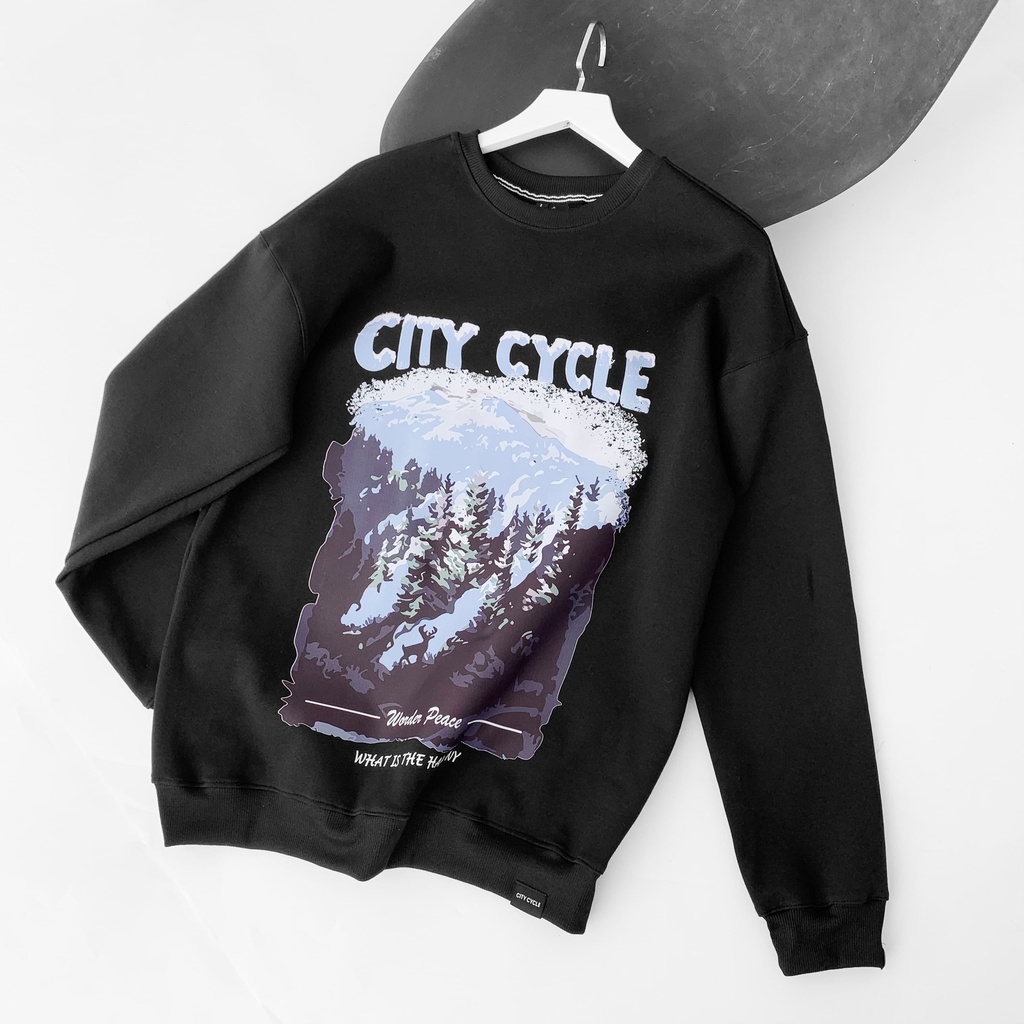 Áo sweater nỉ unisex mountain City Cycle - áo nỉ sweater unisex form rộng in hình Local Brand | BigBuy360 - bigbuy360.vn