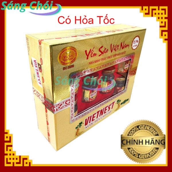 Hộp Quà 6 Lọ Tổ Yến Vietnest Chưng Sẵn Với Đường Phèn Và Nhân Sâm Cao Cấp 70ml