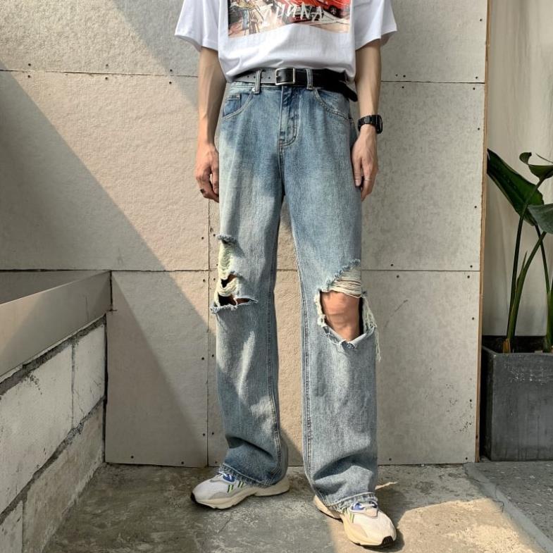 Quần Jean Nam ống rộng rách - quần bò nam nữ jeans unisex - Thiết kế đơn giãn trẻ trung - phù hợp với giới trẻ 2022