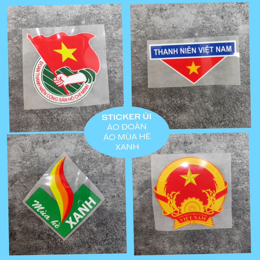 Sticker ủi áo Decal Patch Siêu rẻ : Logo đoàn thanh niên,Thanh Niên Việt Nam, Mùa Hè Xanh, Quốc Huy mua về tự ủi