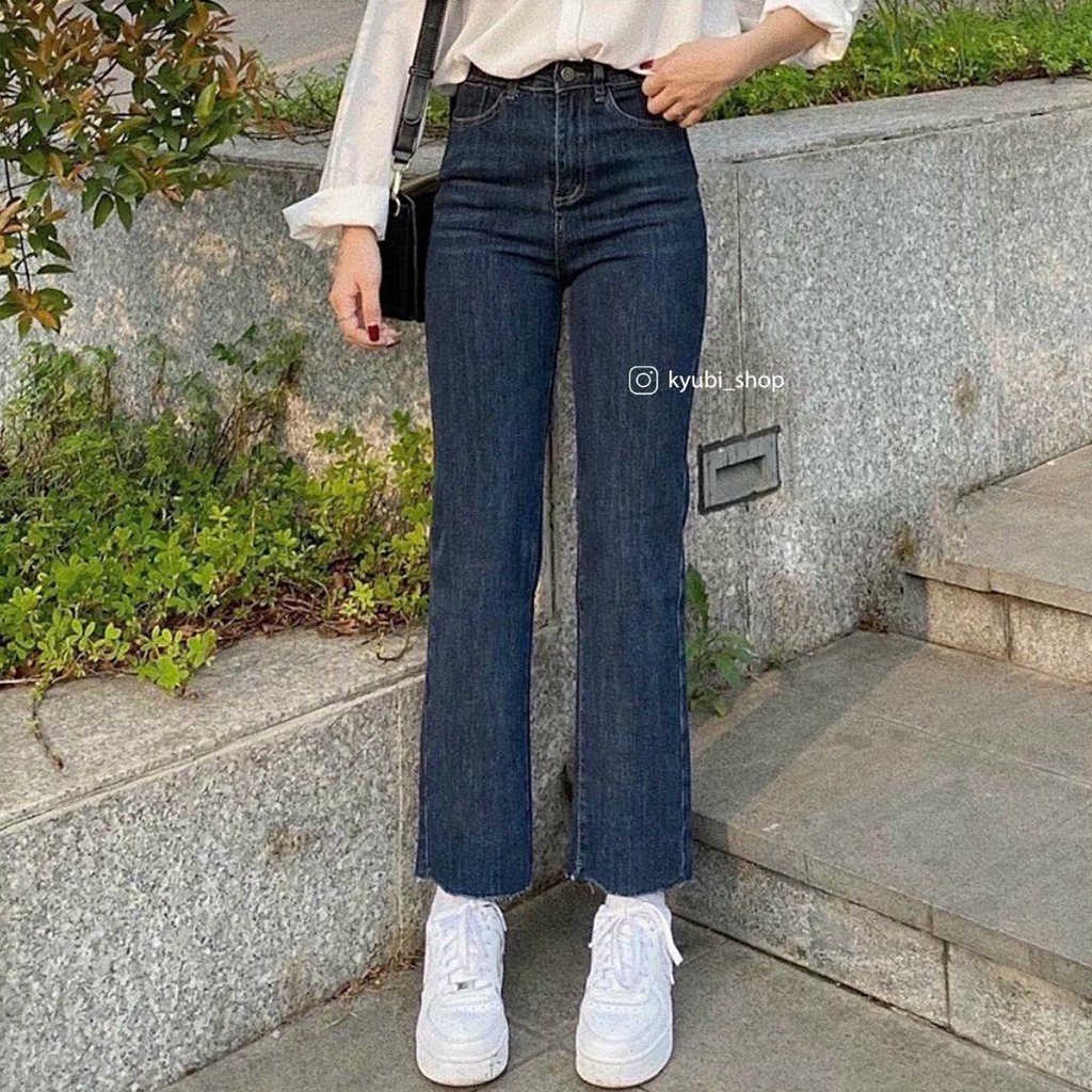 Quần jeans ống đứng co giãn Kyubi (nhiều size) - quần bò nữ form đứng co dãn phong cách Ulzzang JO31 | WebRaoVat - webraovat.net.vn