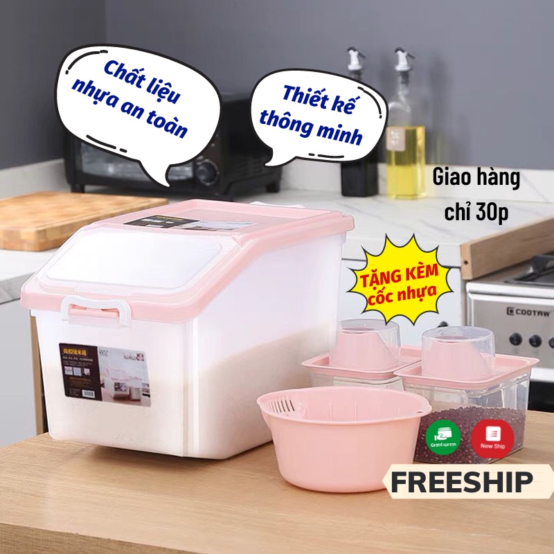 Thùng Nhựa Thùng Đựng Gạo Đa Năng Chống Mọt, Chống Ẩm Có Độ Kháng Khuẩn Cao Titan.st