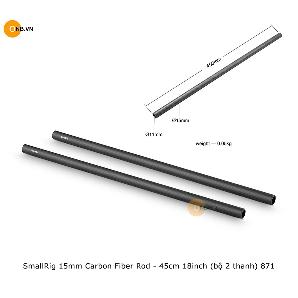 SmallRig 15mm Carbon Fiber Rod - 45cm 18inch ( bộ 2 thanh) 871