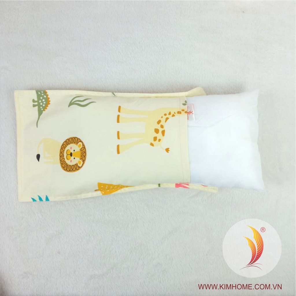 Gối trẻ em 22x40cm ruột siêu mềm áo gối cotton Thắng Lợi, Áo gối em bé.