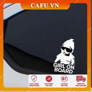 Decal dán trang trí tem dán trang trí cửa sổ xe hơi hoạt hình " Baby on Board "- CAFU VN