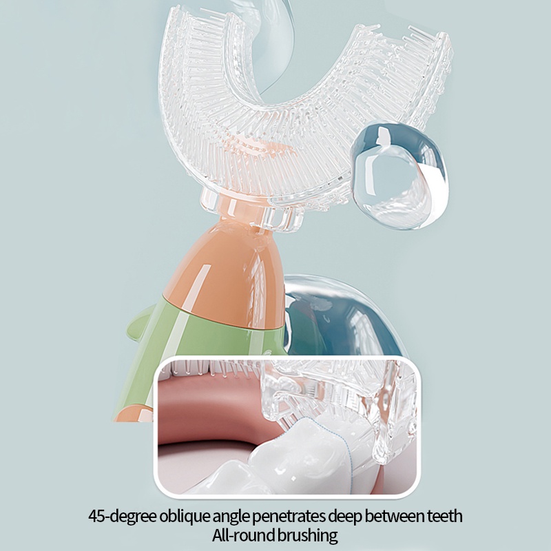 Bàn Chải Đánh Răng Hình Chữ U Bằng Silicone Dành Cho Bé 1-12 Tuổi