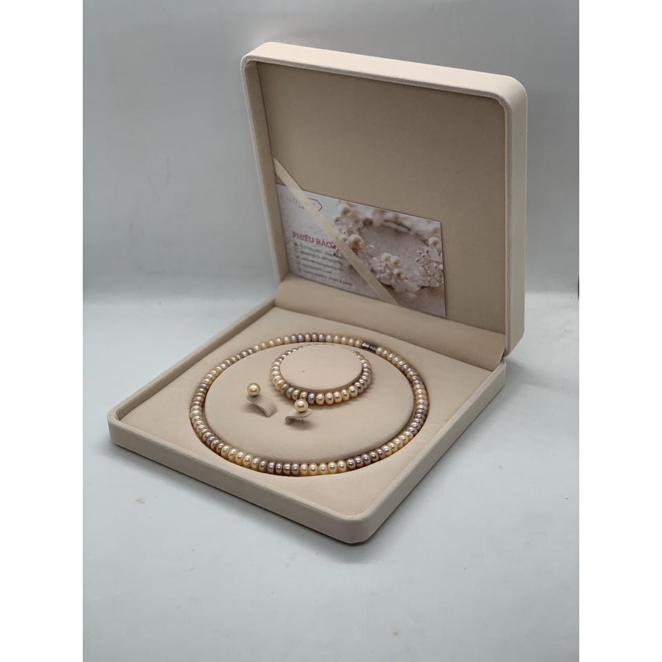Bộ trang sức trai nước ngọt hạt bắp size 8-9 li đa sắc