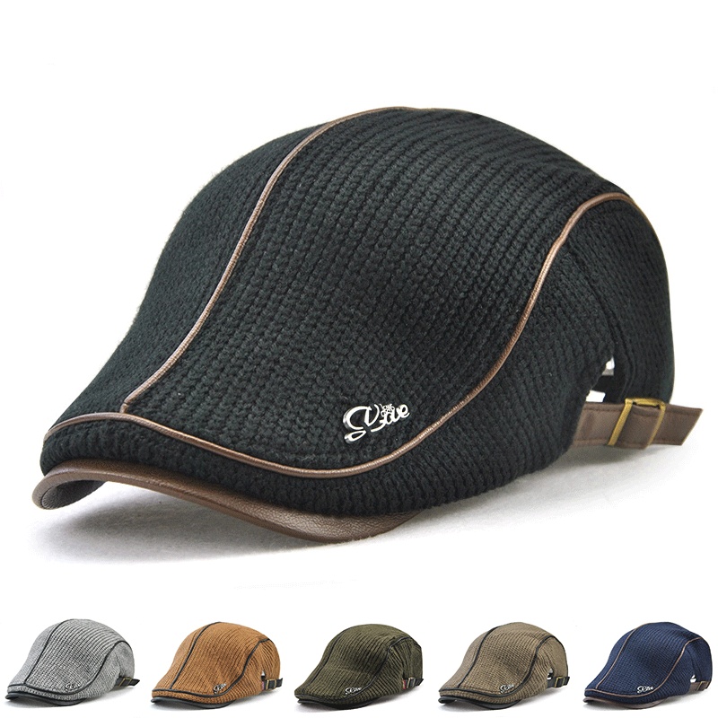 Mũ beret da dệt kim chất lượng cao thời trang cho nam nữ