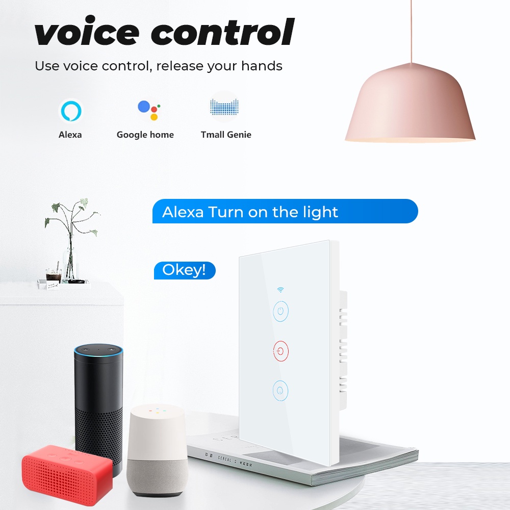 Công tắc cảm ứng thông minh SMATRUL wifi 1/ 2/ 3/ 4 Gang US 220V-240V 10A thích hợp cho Amazon Alexa