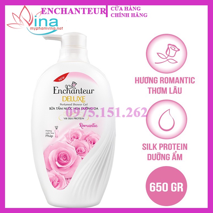 Sữa tắm nước hoa enchanteur charming 650g các loại