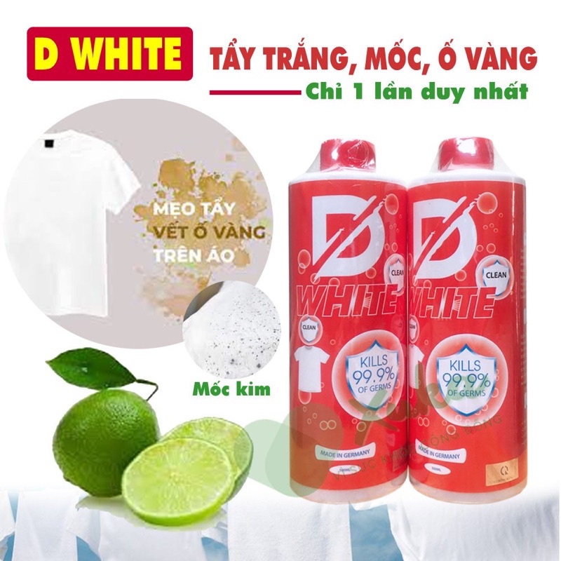 Nước Tẩy Trắng Quần Áo Thế Hệ Mới D.WHITE Chai 500ml - Tẩy Mốc Quần Áo - Không Làm Hỏng Màu