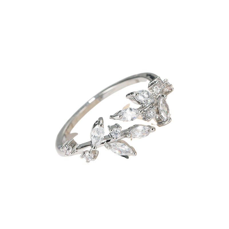 Nhẫn hở dành cho nữ kiểu dánh chiếc lá hình giọt sương ANTA Jewelry - ATJ7007