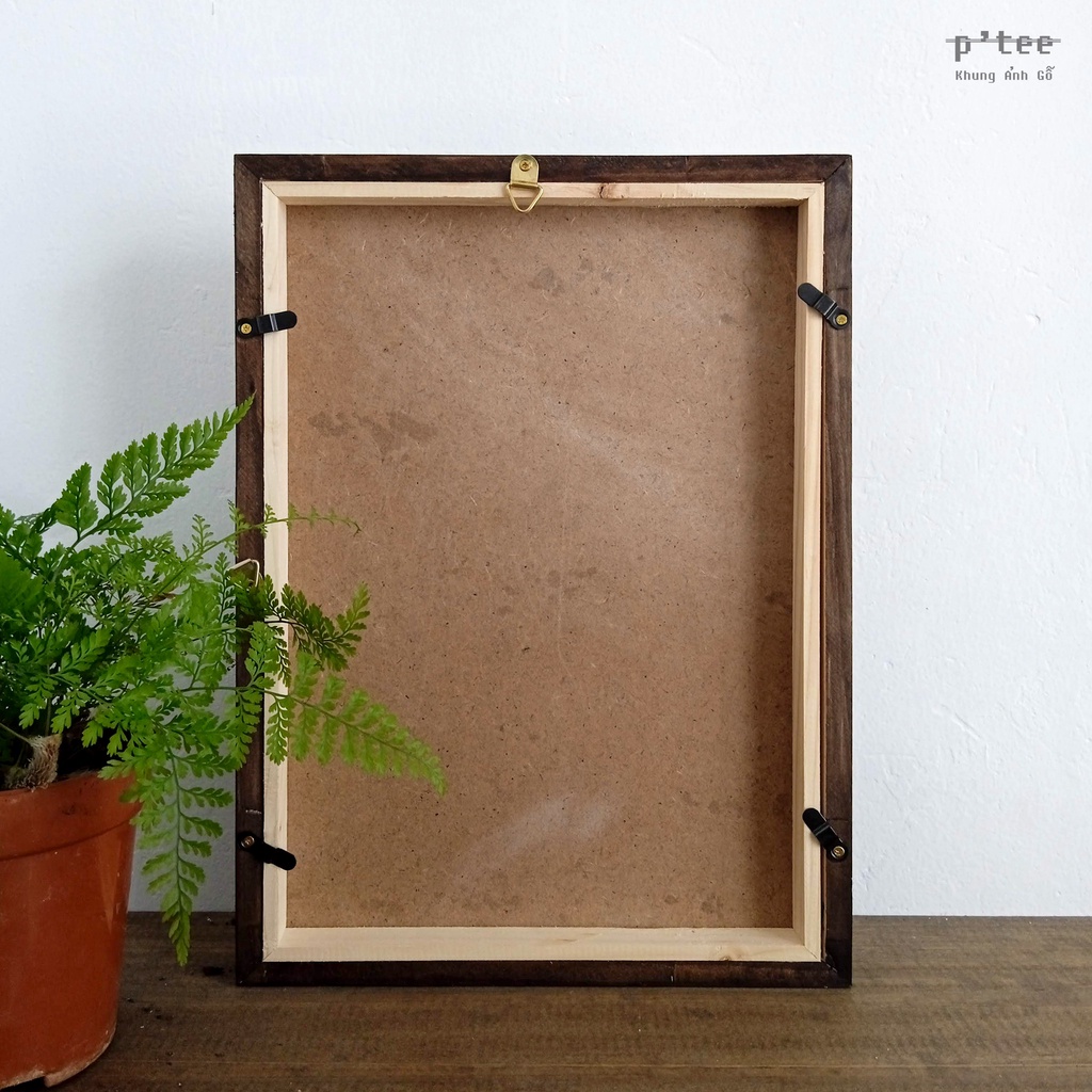Khung ảnh gỗ Basic A4 21x30 Stain nâu - Khung hình gỗ thông mặt kính treo tường để bàn Wooden Frame QLMQ Home