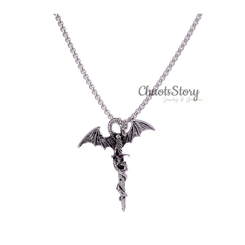 Vòng cổ nam kiếm rồng, dây chuyền unisex cá tính - VCT0004 - ChuotsStory