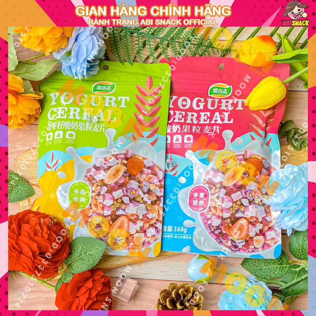 Mới Ngũ cốc mix hạt trái cây có cục sữa chua Yogurt Cereal nội địa Trung 168g