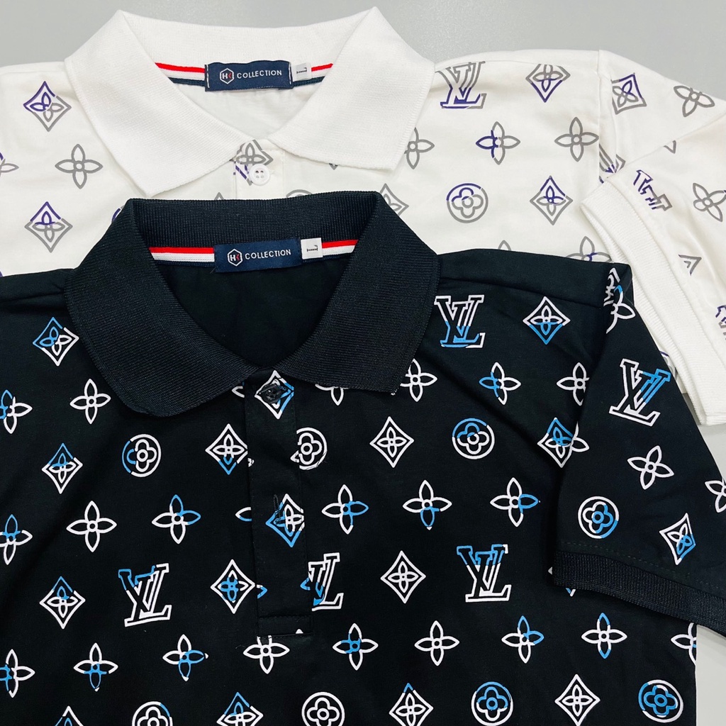 Áo thun nam nữ cổ trụ in họa tiết LV full, áo chất cotton thoáng mát thời trang hot trend giá rẻ