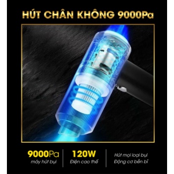 Máy hút bụi cầm tay mini không dây ô tô giường nệm, máy hút bụi nhà cửa công suất 9000PA cao cấp