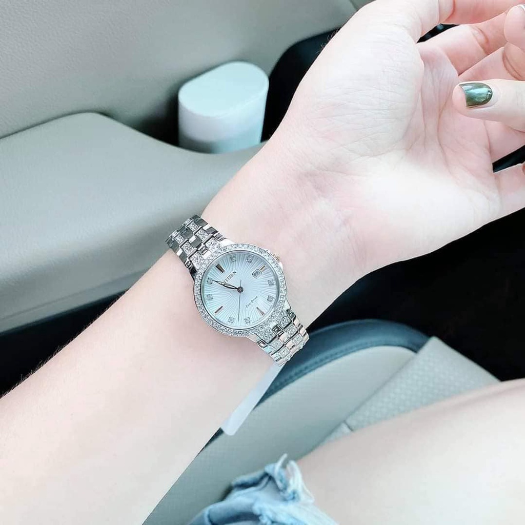 Đồng hồ nữ cao cấp Citizen Eco-Drive EW2340-58A Crystal Accent Silver-Ton chính hãng