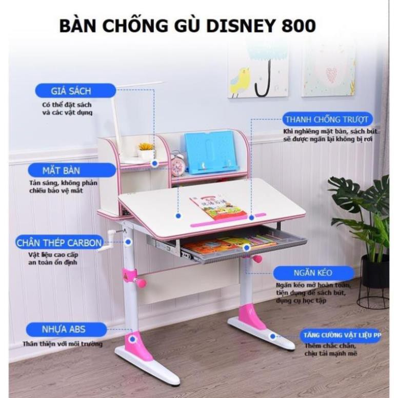 Bàn Học Thông Minh Chống Gù Chống Cận DISNEY 800 giá sách lớn_Bàn ghế học sinh