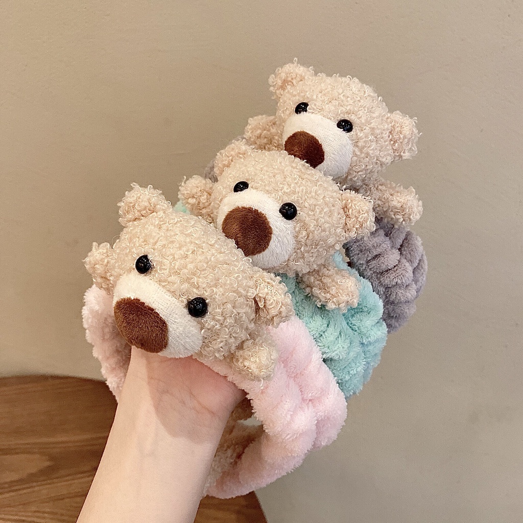 [Mới] Băng Đô Rửa Mặt Gấu Bông Cao Cấp Băng Đô Cài Tóc Gấu Nhỏ Siêu Cute Phong Cách Dễ Thương Hàn Quốc Phụ Kiện Tóc Nữ